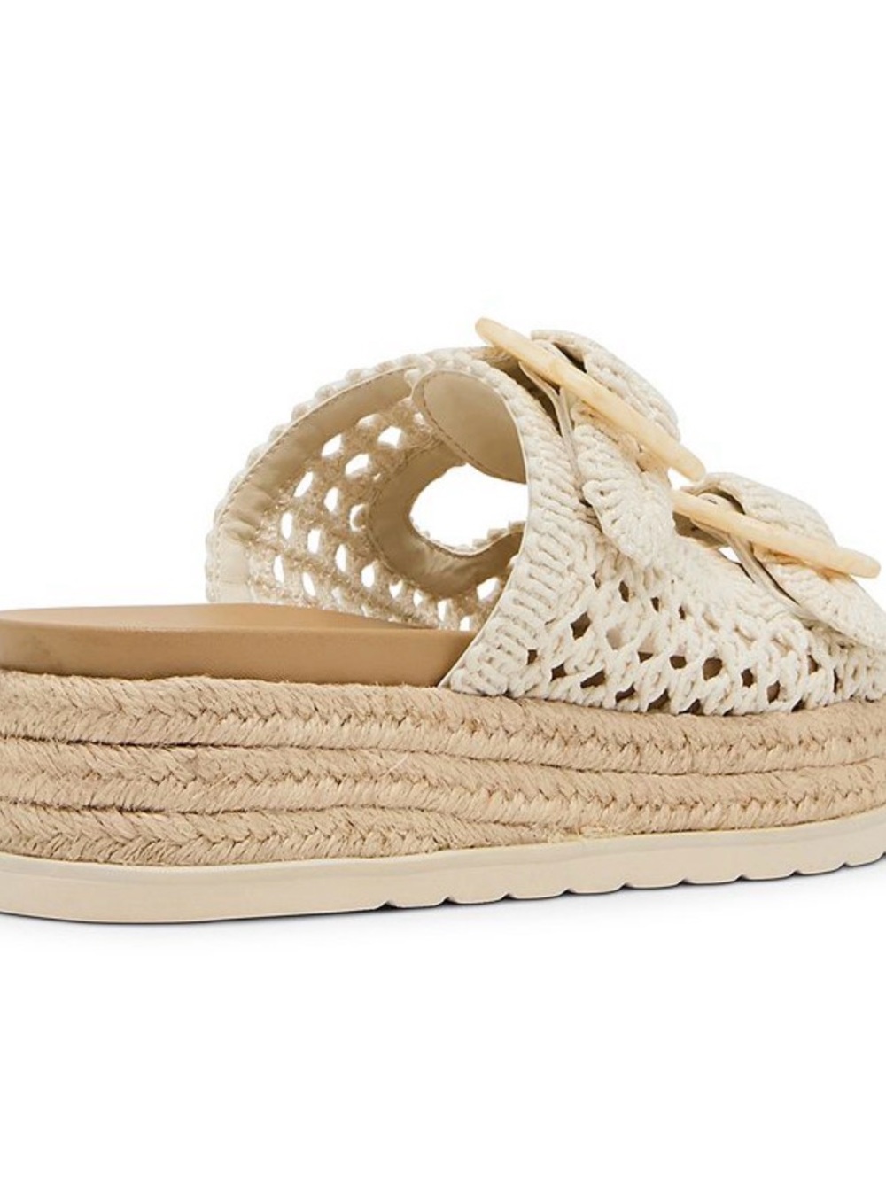 Madden Girl Cream Crochet Double Buckle Slide Sandal - Picture 4 of 4